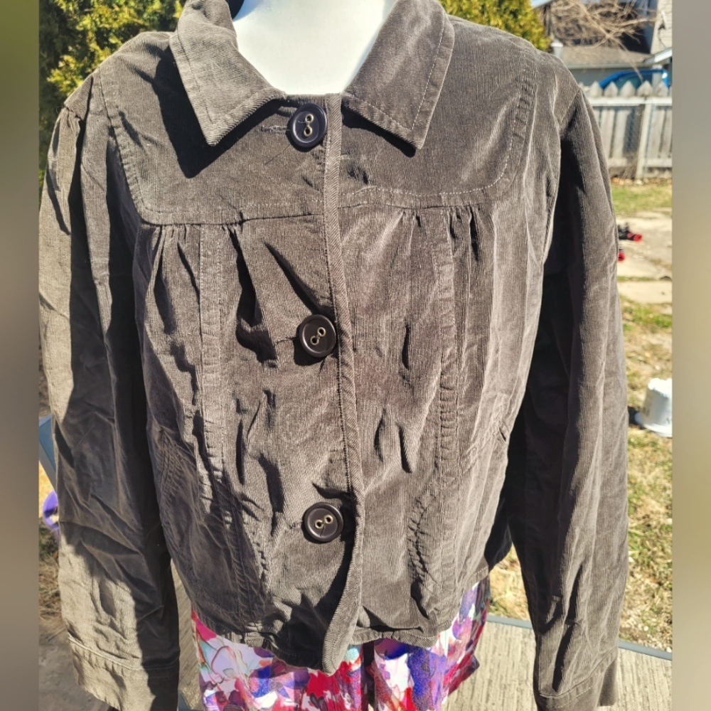 Sonoma Brown Corduroy 3/4 Sleeve Jacket Size Large